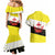 Brunei Christmas Couples Matching Mermaid Dress and Hawaiian Shirt with Cartoon Monkey Santa Hat Candy Cane and Yellow Black Flag Pattern - Wonder Print Shop