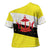 Brunei Christmas Cross Shoulder Shirt with Cartoon Monkey Santa Hat Candy Cane and Yellow Black Flag Pattern - Wonder Print Shop
