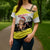 Brunei Christmas Cross Shoulder Shirt with Cartoon Monkey Santa Hat Candy Cane and Yellow Black Flag Pattern - Wonder Print Shop