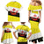 Brunei Christmas Family Matching Mermaid Dress and Hawaiian Shirt with Cartoon Monkey Santa Hat Candy Cane and Yellow Black Flag Pattern - Wonder Print Shop
