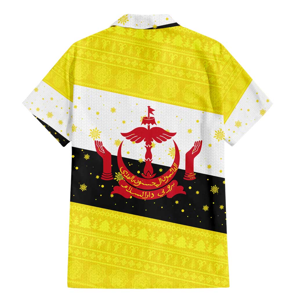 Brunei Christmas Family Matching Mermaid Dress and Hawaiian Shirt with Cartoon Monkey Santa Hat Candy Cane and Yellow Black Flag Pattern - Wonder Print Shop
