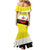 Brunei Christmas Family Matching Mermaid Dress and Hawaiian Shirt with Cartoon Monkey Santa Hat Candy Cane and Yellow Black Flag Pattern - Wonder Print Shop