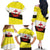 Brunei Christmas Family Matching Off The Shoulder Long Sleeve Dress and Hawaiian Shirt with Cartoon Monkey Santa Hat Candy Cane and Yellow Black Flag Pattern - Wonder Print Shop