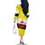 Brunei Christmas Family Matching Off The Shoulder Long Sleeve Dress and Hawaiian Shirt with Cartoon Monkey Santa Hat Candy Cane and Yellow Black Flag Pattern - Wonder Print Shop