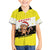 Brunei Christmas Family Matching Off The Shoulder Long Sleeve Dress and Hawaiian Shirt with Cartoon Monkey Santa Hat Candy Cane and Yellow Black Flag Pattern - Wonder Print Shop