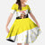 Brunei Christmas Family Matching Short Sleeve Bodycon Dress and Hawaiian Shirt with Cartoon Monkey Santa Hat Candy Cane and Yellow Black Flag Pattern - Wonder Print Shop