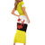 Brunei Christmas Family Matching Short Sleeve Bodycon Dress and Hawaiian Shirt with Cartoon Monkey Santa Hat Candy Cane and Yellow Black Flag Pattern - Wonder Print Shop