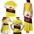 Brunei Christmas Family Matching Tank Maxi Dress and Hawaiian Shirt with Cartoon Monkey Santa Hat Candy Cane and Yellow Black Flag Pattern - Wonder Print Shop