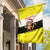 Brunei Christmas Garden Flag with Cartoon Monkey Santa Hat Candy Cane and Yellow Black Flag Pattern - Wonder Print Shop