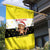 Brunei Christmas Garden Flag with Cartoon Monkey Santa Hat Candy Cane and Yellow Black Flag Pattern - Wonder Print Shop