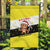 Brunei Christmas Garden Flag with Cartoon Monkey Santa Hat Candy Cane and Yellow Black Flag Pattern - Wonder Print Shop