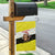 Brunei Christmas Garden Flag with Cartoon Monkey Santa Hat Candy Cane and Yellow Black Flag Pattern - Wonder Print Shop