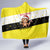 Brunei Christmas Hooded Blanket with Cartoon Monkey Santa Hat Candy Cane and Yellow Black Flag Pattern - Wonder Print Shop