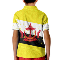 Brunei Christmas Kid Polo Shirt with Cartoon Monkey Santa Hat Candy Cane and Yellow Black Flag Pattern - Wonder Print Shop