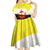 Brunei Christmas Kid Short Sleeve Dress with Cartoon Monkey Santa Hat Candy Cane and Yellow Black Flag Pattern - Wonder Print Shop