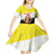 Brunei Christmas Kid Short Sleeve Dress with Cartoon Monkey Santa Hat Candy Cane and Yellow Black Flag Pattern - Wonder Print Shop
