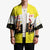 Brunei Christmas Kimono with Cartoon Monkey Santa Hat Candy Cane and Yellow Black Flag Pattern - Wonder Print Shop