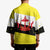 Brunei Christmas Kimono with Cartoon Monkey Santa Hat Candy Cane and Yellow Black Flag Pattern - Wonder Print Shop