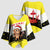 Brunei Christmas Kimono Sleeve Blouse with Cartoon Monkey Santa Hat Candy Cane and Yellow Black Flag Pattern - Wonder Print Shop