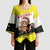 Brunei Christmas Kimono Sleeve Blouse with Cartoon Monkey Santa Hat Candy Cane and Yellow Black Flag Pattern - Wonder Print Shop