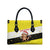 Brunei Christmas Leather Bag with Cartoon Monkey Santa Hat Candy Cane and Yellow Black Flag Pattern - Wonder Print Shop