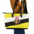 Brunei Christmas Leather Tote Bag with Cartoon Monkey Santa Hat Candy Cane and Yellow Black Flag Pattern - Wonder Print Shop