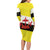 Brunei Christmas Long Sleeve Bodycon Dress with Cartoon Monkey Santa Hat Candy Cane and Yellow Black Flag Pattern - Wonder Print Shop