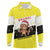 Brunei Christmas Long Sleeve Polo Shirt with Cartoon Monkey Santa Hat Candy Cane and Yellow Black Flag Pattern - Wonder Print Shop