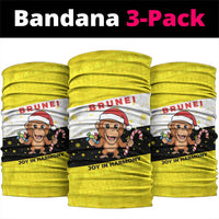 Brunei Christmas Neck Gaiter with Cartoon Monkey Santa Hat Candy Cane and Yellow Black Flag Pattern - Wonder Print Shop