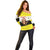 Brunei Christmas Off Shoulder Sweater with Cartoon Monkey Santa Hat Candy Cane and Yellow Black Flag Pattern - Wonder Print Shop