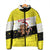 Brunei Christmas Padded Jacket with Cartoon Monkey Santa Hat Candy Cane and Yellow Black Flag Pattern - Wonder Print Shop