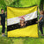 Brunei Christmas Quilt with Cartoon Monkey Santa Hat Candy Cane and Yellow Black Flag Pattern - Wonder Print Shop