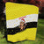 Brunei Christmas Quilt with Cartoon Monkey Santa Hat Candy Cane and Yellow Black Flag Pattern - Wonder Print Shop