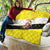 Brunei Christmas Quilt with Cartoon Monkey Santa Hat Candy Cane and Yellow Black Flag Pattern - Wonder Print Shop