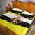 Brunei Christmas Quilt Bed Set with Cartoon Monkey Santa Hat Candy Cane and Yellow Black Flag Pattern - Wonder Print Shop