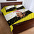 Brunei Christmas Quilt Bed Set with Cartoon Monkey Santa Hat Candy Cane and Yellow Black Flag Pattern - Wonder Print Shop