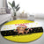 Brunei Christmas Round Carpet with Cartoon Monkey Santa Hat Candy Cane and Yellow Black Flag Pattern - Wonder Print Shop