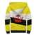 Brunei Christmas Sherpa Hoodie with Cartoon Monkey Santa Hat Candy Cane and Yellow Black Flag Pattern - Wonder Print Shop