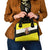 Brunei Christmas Shoulder Handbag with Cartoon Monkey Santa Hat Candy Cane and Yellow Black Flag Pattern - Wonder Print Shop