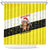 Brunei Christmas Shower Curtain with Cartoon Monkey Santa Hat Candy Cane and Yellow Black Flag Pattern - Wonder Print Shop