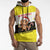 Brunei Christmas Sleeveless Hoodie with Cartoon Monkey Santa Hat Candy Cane and Yellow Black Flag Pattern - Wonder Print Shop