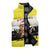 Brunei Christmas Sleeveless Puffer Jacket with Cartoon Monkey Santa Hat Candy Cane and Yellow Black Flag Pattern - Wonder Print Shop