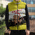 Brunei Christmas Sleeveless Puffer Jacket with Cartoon Monkey Santa Hat Candy Cane and Yellow Black Flag Pattern - Wonder Print Shop