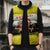 Brunei Christmas Sleeveless Puffer Jacket with Cartoon Monkey Santa Hat Candy Cane and Yellow Black Flag Pattern - Wonder Print Shop