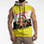 Brunei Christmas Sleeveless Zip Hoodie with Cartoon Monkey Santa Hat Candy Cane and Yellow Black Flag Pattern - Wonder Print Shop