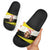 Brunei Christmas Slide Sandals with Cartoon Monkey Santa Hat Candy Cane and Yellow Black Flag Pattern - Wonder Print Shop