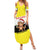 Brunei Christmas Summer Maxi Dress with Cartoon Monkey Santa Hat Candy Cane and Yellow Black Flag Pattern - Wonder Print Shop