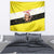 Brunei Christmas Tapestry with Cartoon Monkey Santa Hat Candy Cane and Yellow Black Flag Pattern - Wonder Print Shop
