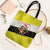 Brunei Christmas Tote Bag with Cartoon Monkey Santa Hat Candy Cane and Yellow Black Flag Pattern - Wonder Print Shop