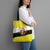Brunei Christmas Tote Bag with Cartoon Monkey Santa Hat Candy Cane and Yellow Black Flag Pattern - Wonder Print Shop